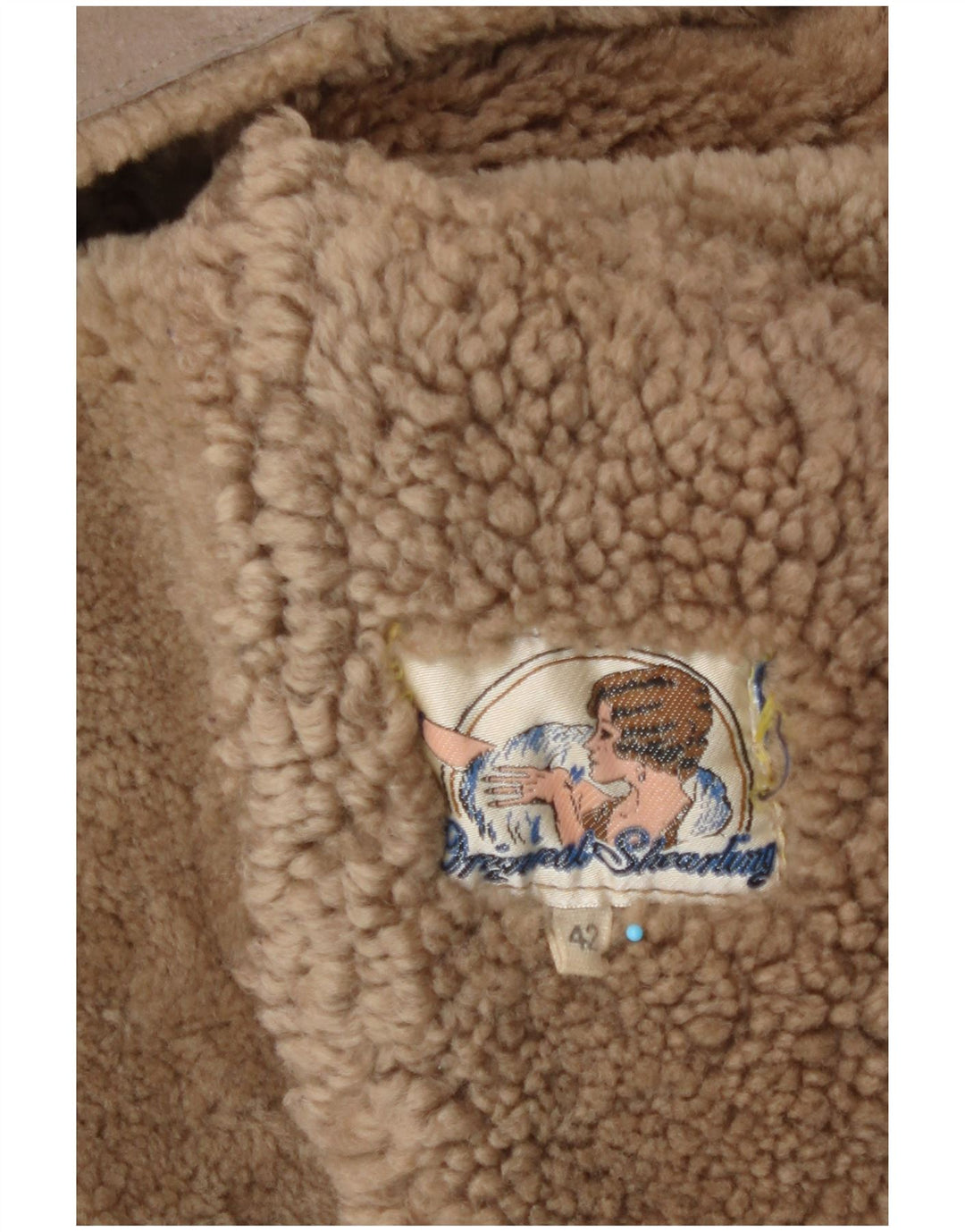 Palton din shearling vintage pentru femei IT 42 Bej mediu din shearling
