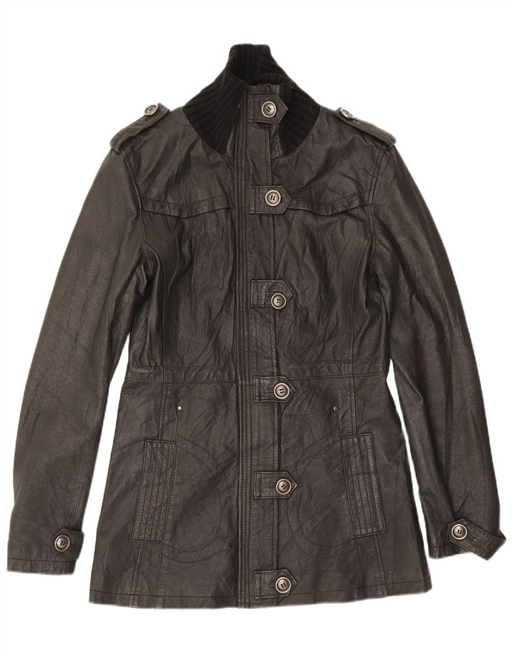 Jachetă militară din piele pentru femei Variety UK 14 Medium Black Leather