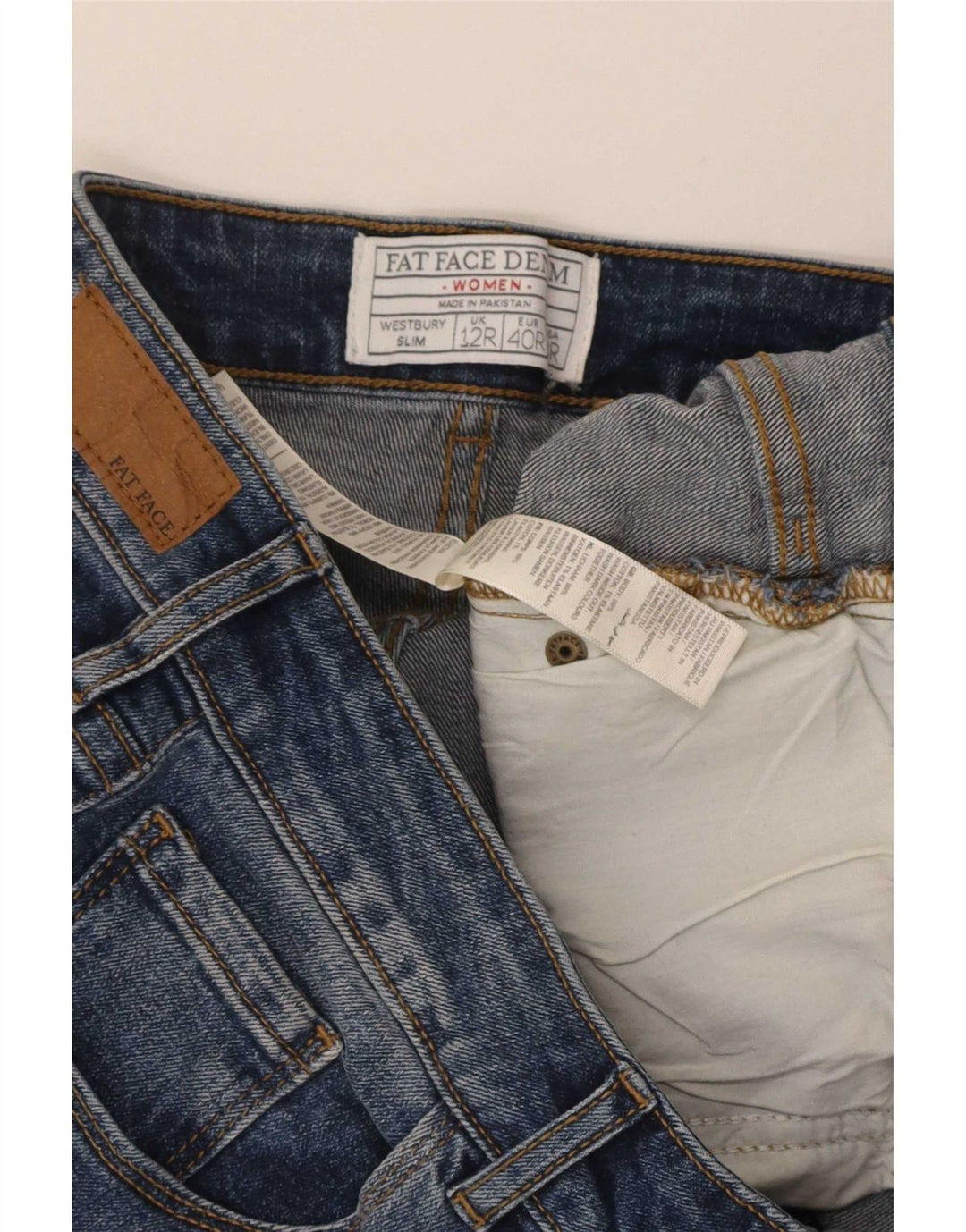 Fat Face Blugi subțiri pentru femei UK 12 Medium W32 L30 Blue Bumbac