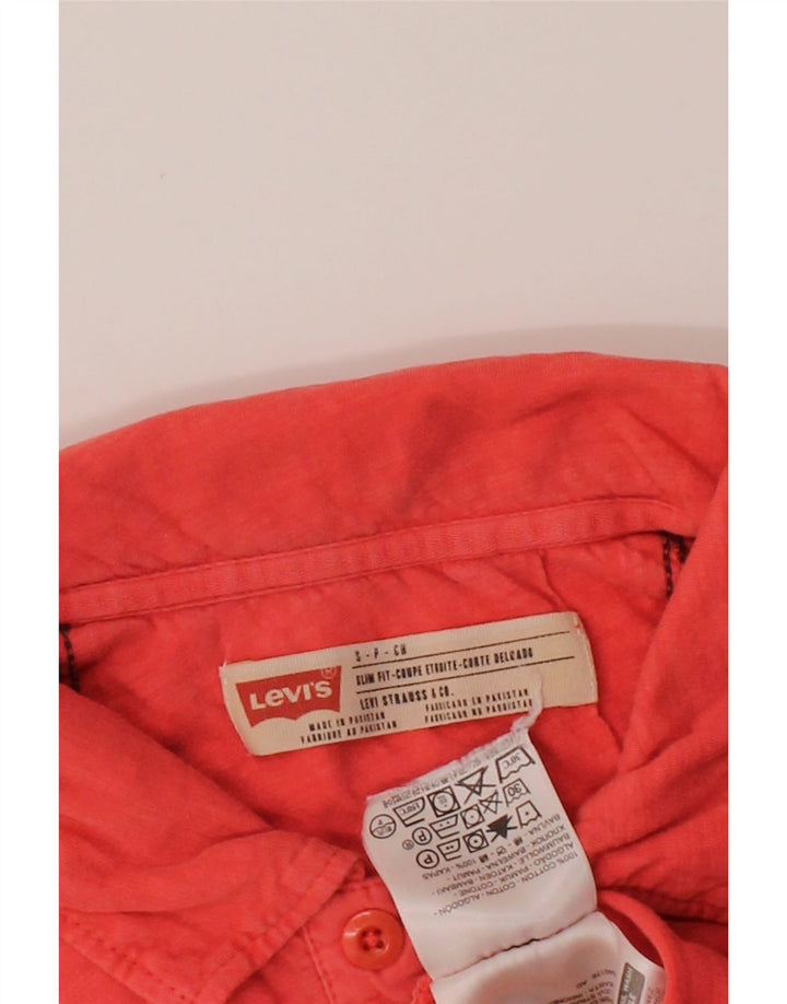 LEVI'S Mens Slim Fit Polo Shirt Small Red Cotton Vintage Levi's and Second-Hand Levi's from Messina Hembry 