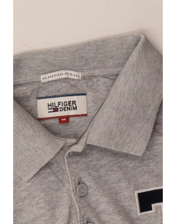 TOMMY HILFIGER Mens Graphic Polo Shirt Medium Grey Cotton Vintage Tommy Hilfiger and Second-Hand Tommy Hilfiger from Messina Hembry 