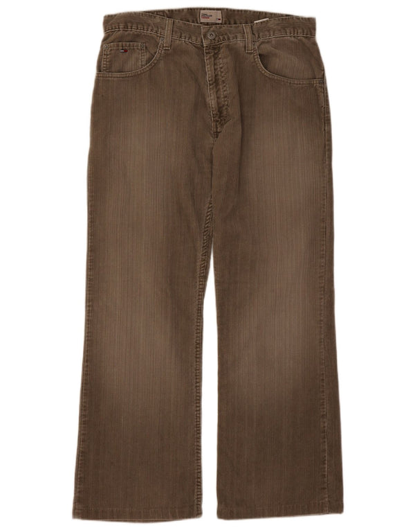 Pantaloni pentru bărbați Tommy Hilfiger Bootcut din velur L33 L28, bumbac maro