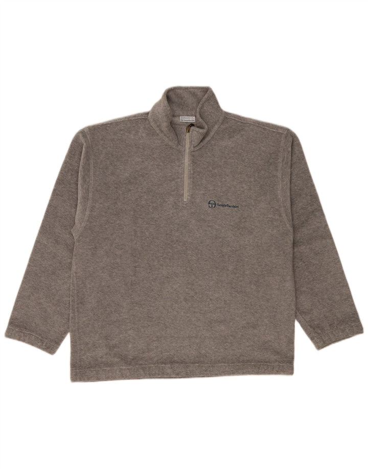 Pulover pentru bărbați Sergio Tacchini, cu fermoar și gât, mare, gri