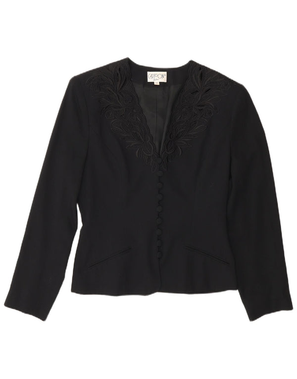 Jachetă Blazer Femei Cartoon cu 9 nasturi EU 36 Mic Negru Floral Viscoză