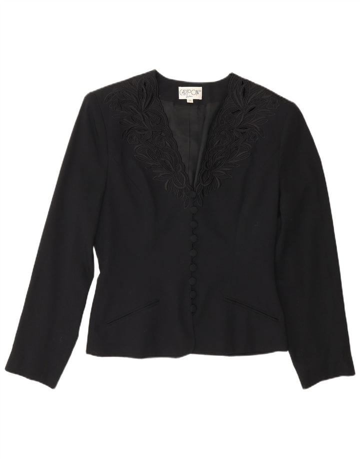 Jachetă Blazer Femei Cartoon cu 9 nasturi EU 36 Mic Negru Floral Viscoză