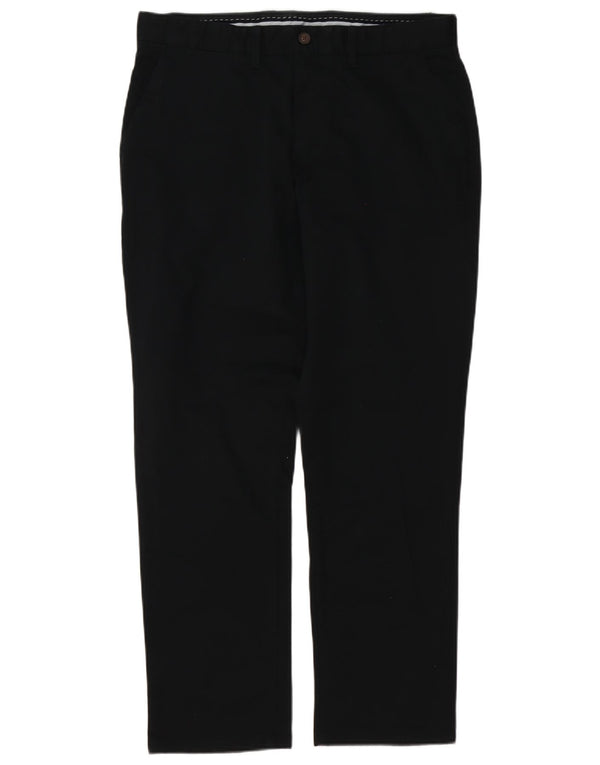 Crew Clothing Pantaloni chino drepți pentru bărbați L34 L30 Bumbac negru