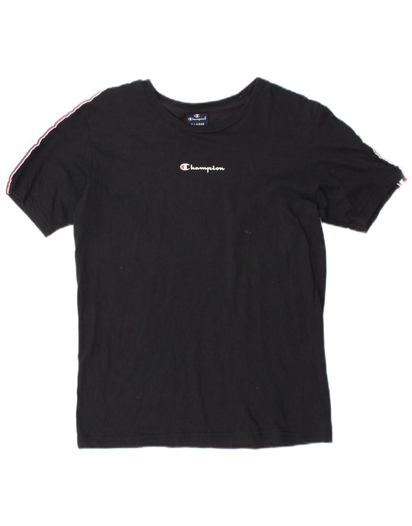 Tricou grafic Champion pentru băieți Top 13-14 ani XL bumbac color bloc negru