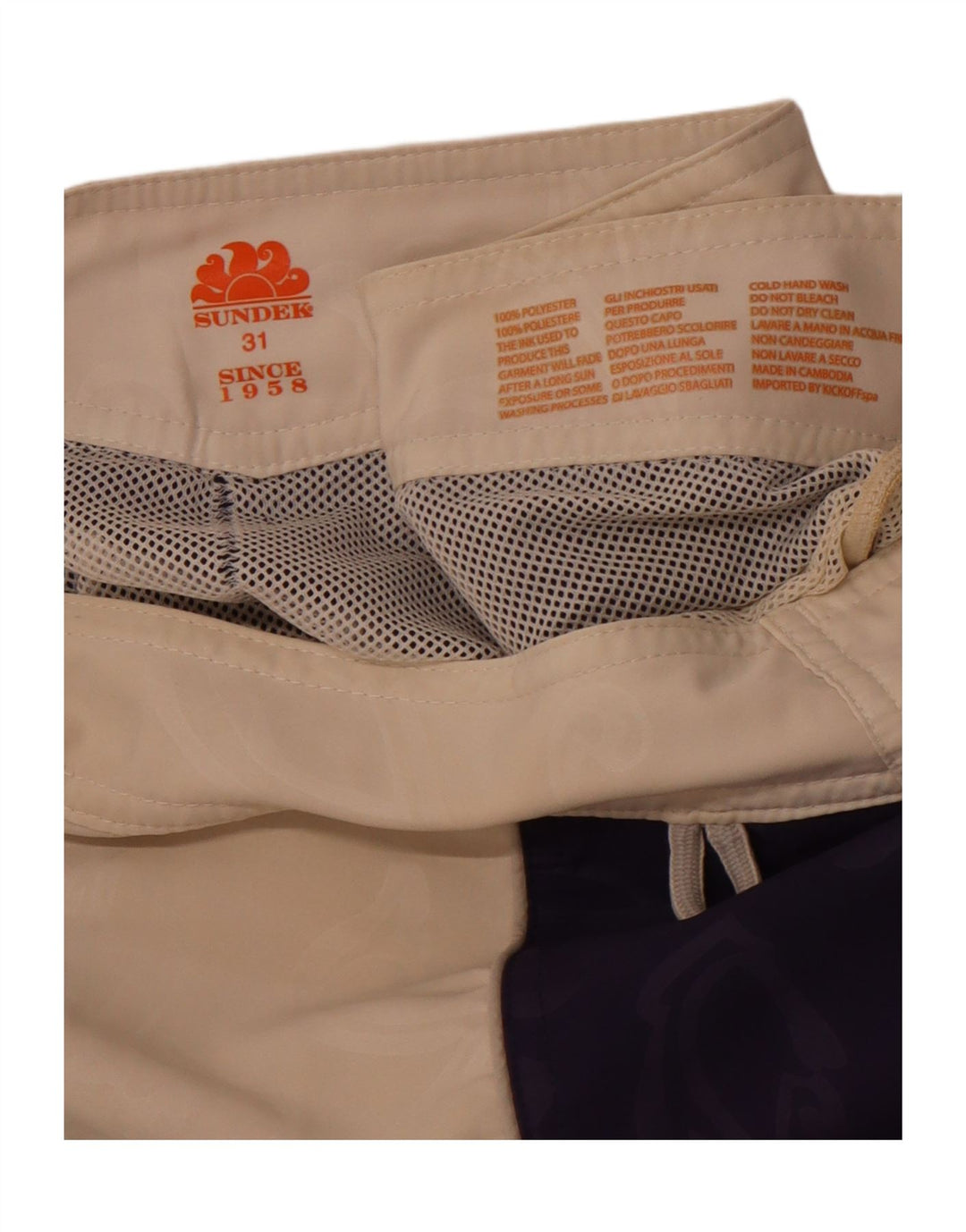 Pantaloni scurți de înot cu grafică pentru bărbați SUNDEK, poliester floral, albastru, mediu