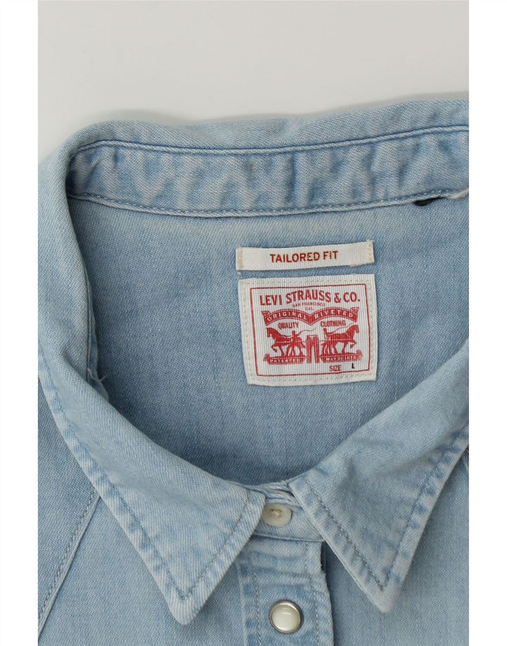 Cămașă de blugi pentru femei Levi's Tailored Fit UK 14 Bumbac albastru mare