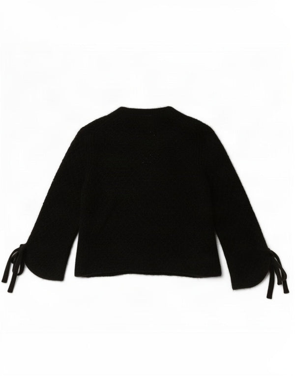 Pulover cardigan deschis pentru femei Massimo Dutti cu mâneci 3/4 UK 10 Mic Negru