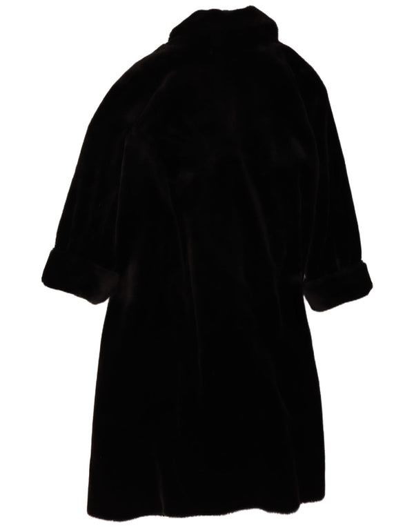 Pardesiu supradimensionat pentru femei vintage din blană artificială UK 14/16 mare negru modal