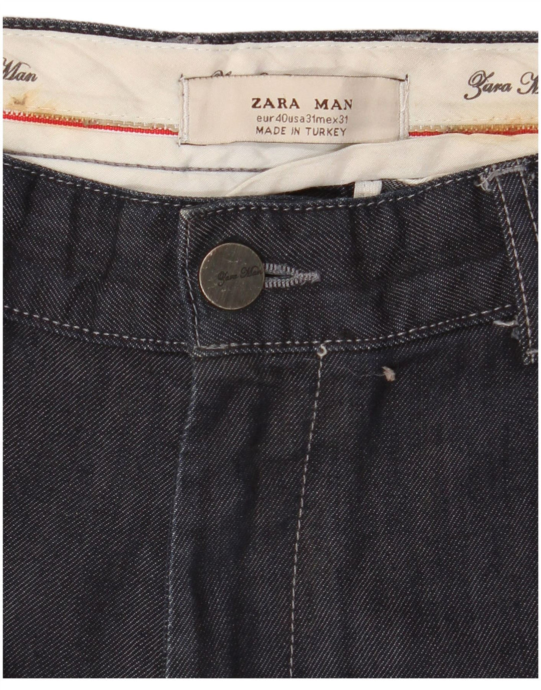 Blugi drepți pentru bărbați Zara EU 40 Medium W31 L34 Bleumarin