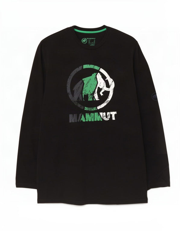 Tricou grafic Mammut pentru bărbați, mânecă lungă, bumbac negru XL
