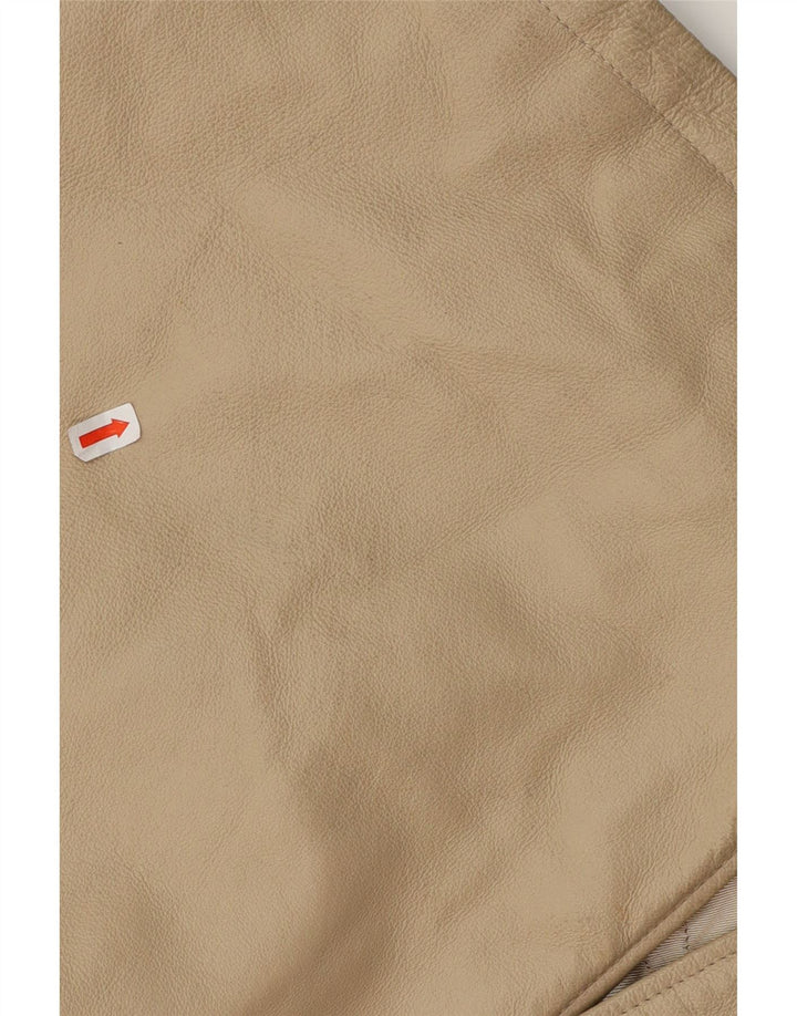 VINTAGE Womens Hooded Leather Coat EU 44 XL Beige Leather Vintage Vintage and Second-Hand Vintage from Messina Hembry 