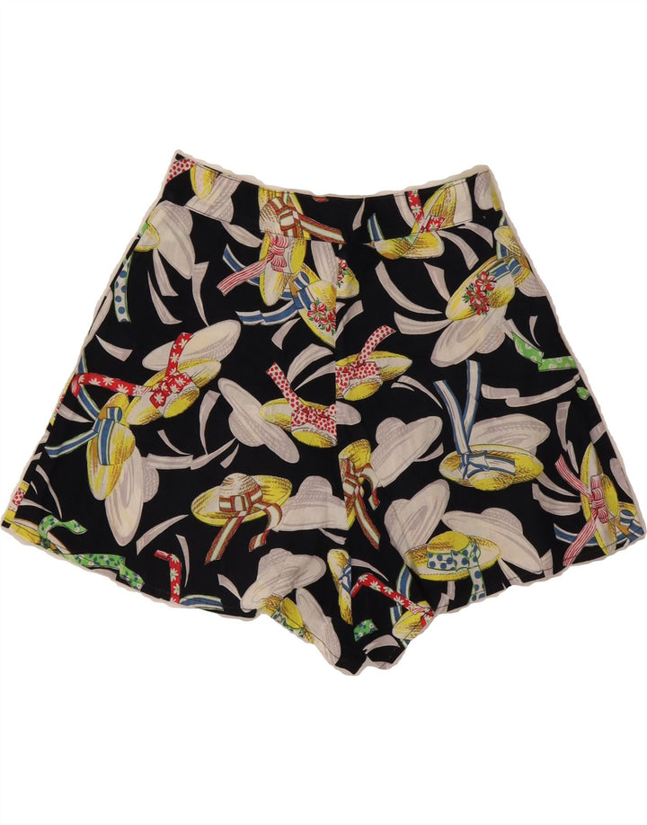 VINTAGE Womens Abstract Pattern Pegged Casual Shorts Small W26  Black Vintage Vintage and Second-Hand Vintage from Messina Hembry 