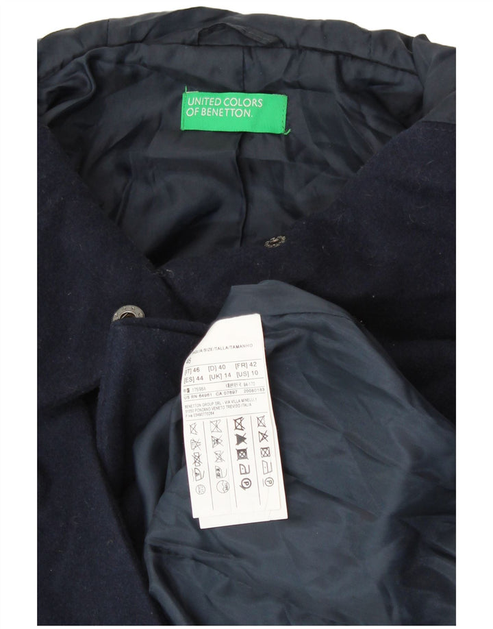 BENETTON Duffle Coat pentru femei UK 14 mare, lână bleumarin