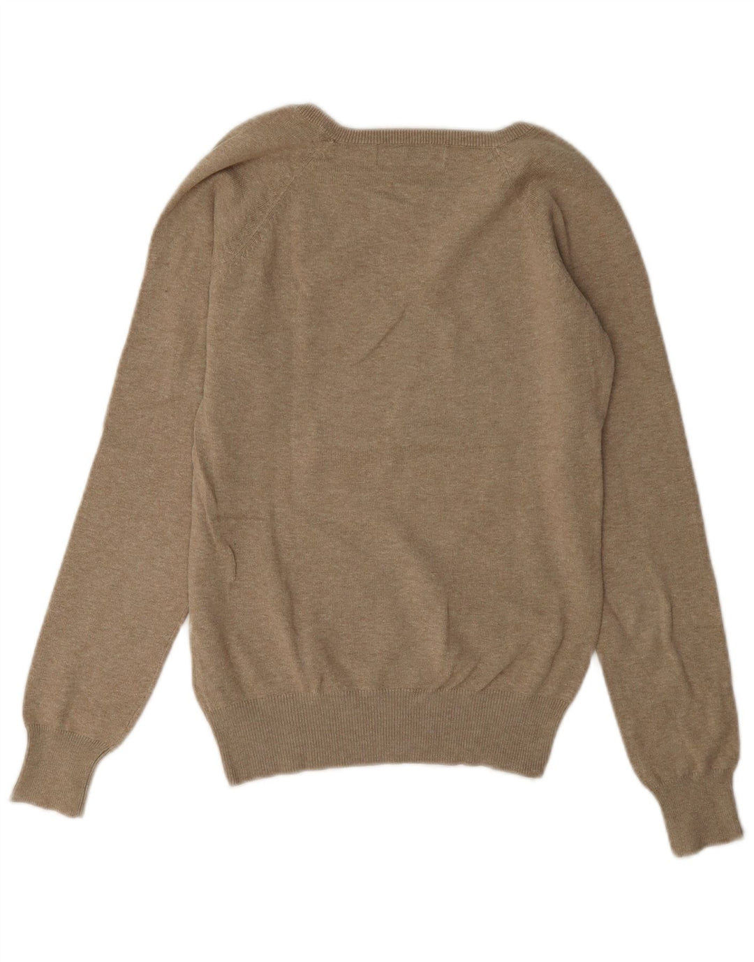 Pulover pentru femeie Zara, cu decolteu în V, UK 14, bumbac maro mediu