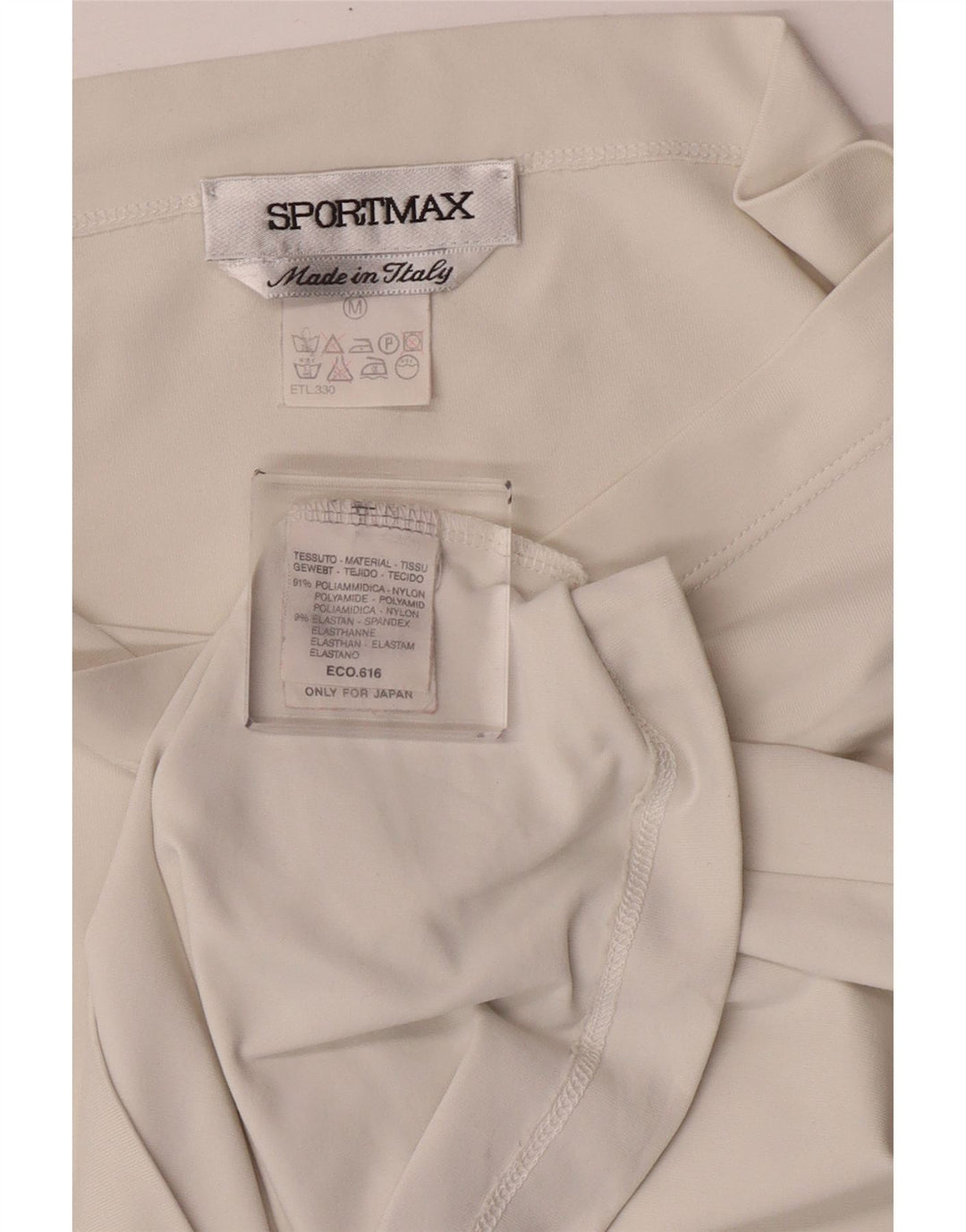 Sportmax Crop Top pentru femei cu mânecă lungă UK 12 Poliamidă alb mediu mediu