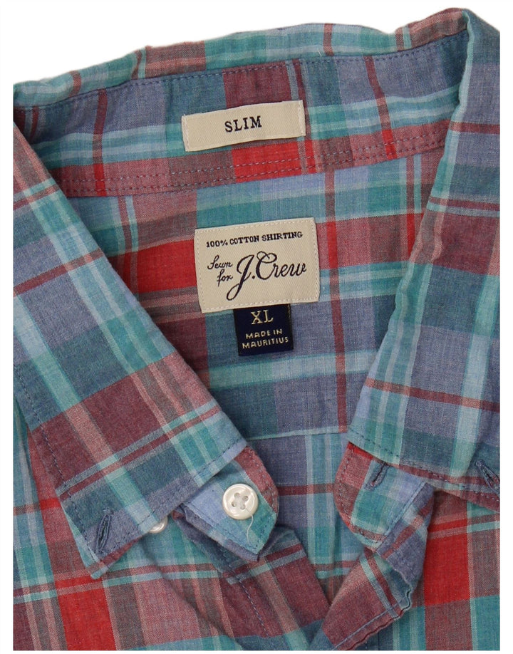 Cămașă subțire pentru bărbați J. Crew XL, bumbac cu carouri albastre