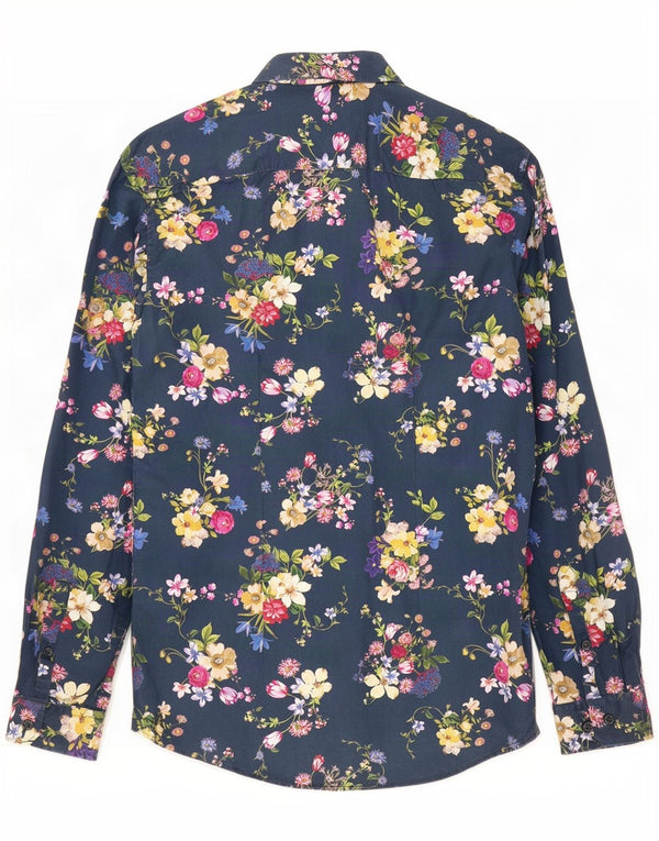 Cămașă pentru bărbați Angelo Litrico Slim Fit Mărimea 37/38 Bumbac Floral Albastru Marin mic