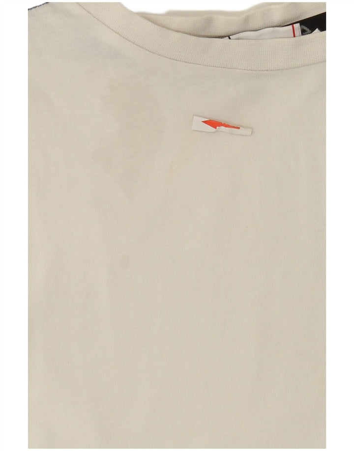 Tricou grafic Fila pentru bărbați Top mic, alb, din bumbac color bloc