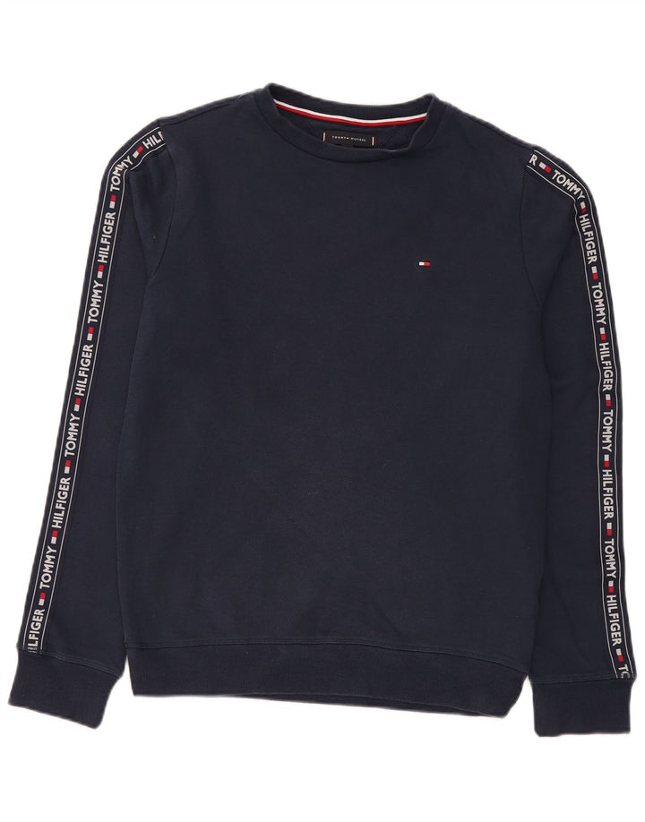 TOMMY HILFIGER Hanorac grafic pentru bărbați Pulover mic din bumbac bleumarin