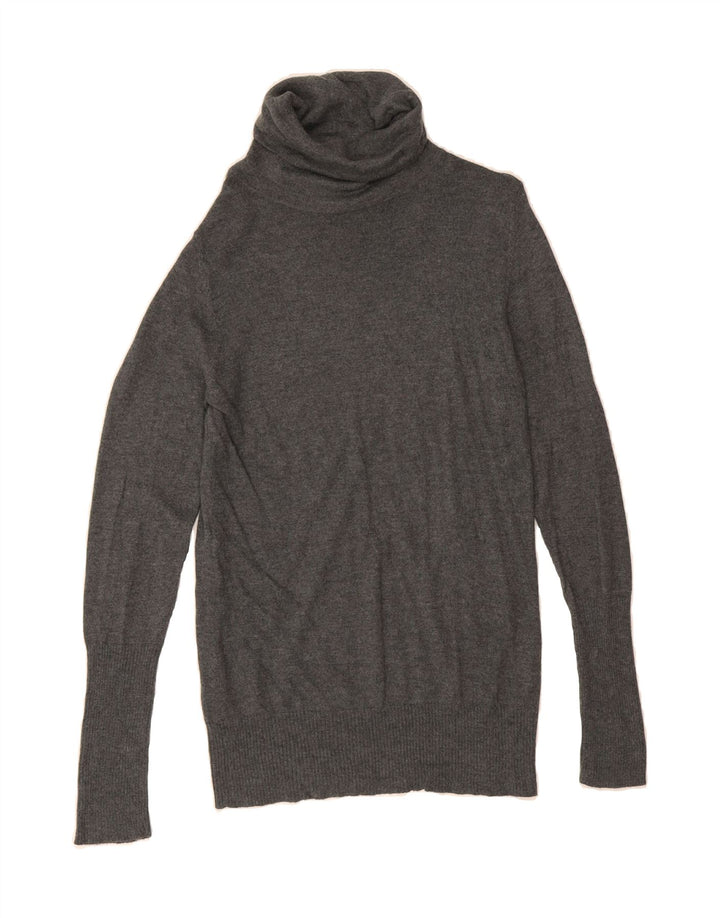 MOSSIMO Womens Longline Roll Neck Jumper Sweater UK 12 Medium Grey Nylon Vintage Mossimo and Second-Hand Mossimo from Messina Hembry 