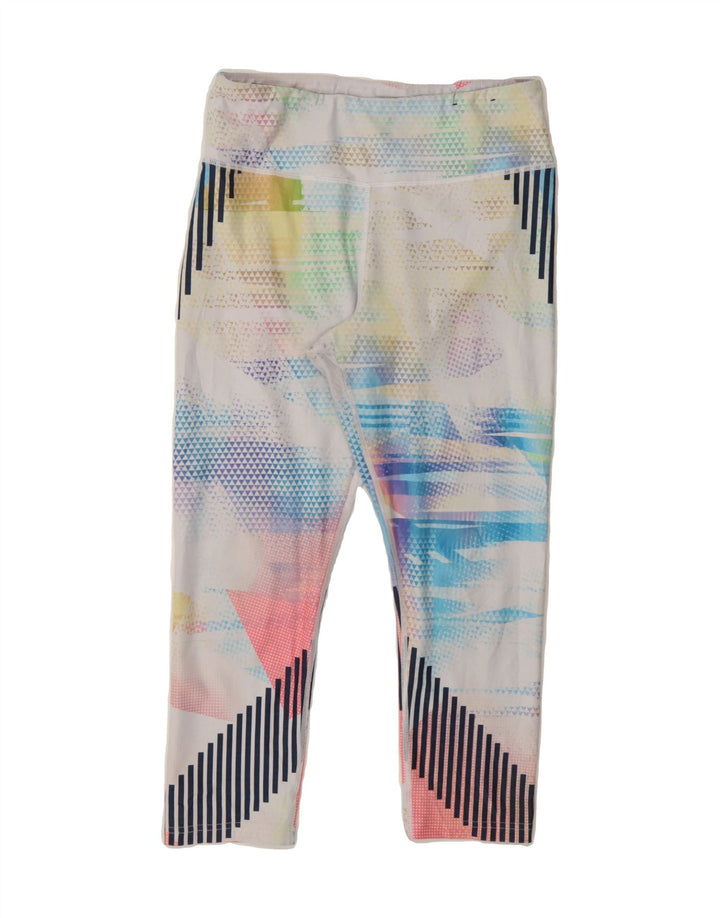 FILA Womens Capri Leggings UK 12 Medium  White Geometric Polyester Vintage Fila and Second-Hand Fila from Messina Hembry 