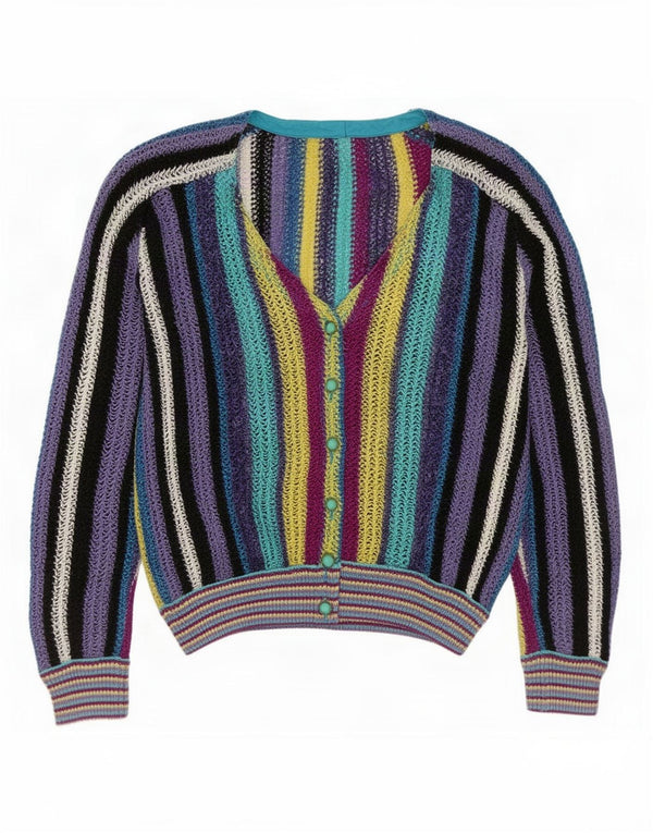 Pulover Cardigan Vintage pentru Damă UK 16 Mari, Multicolore, Dungi