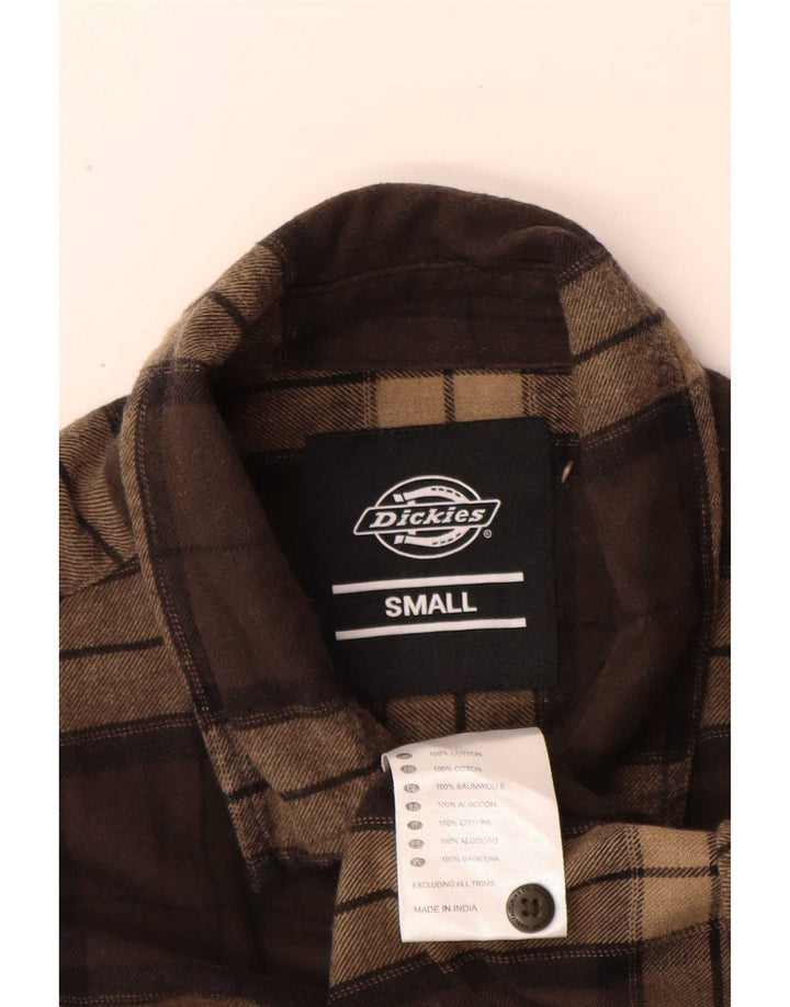 Cămașă de flanel pentru bărbați Dickies, bumbac cu carouri mici, maro