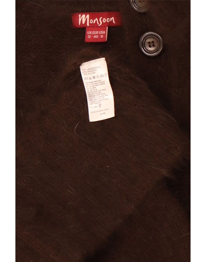 MONSOON Pulover cardigan cu paragate pentru femei UK 12 Medium Brown Lambswool