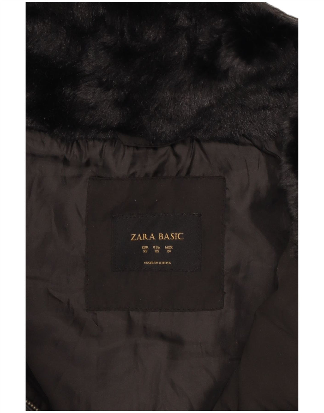 Jachetă căptușită cu glugă pentru femei Zara UK 6 XS Poliester negru