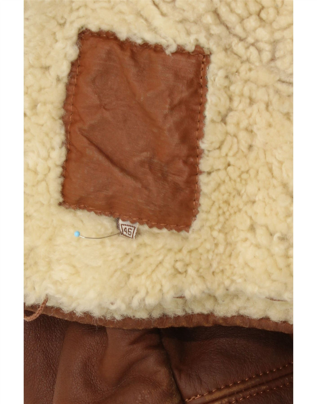 Jachetă din shearling vintage pentru bărbați, cu ajustare largă, IT 46 din piele maro mică