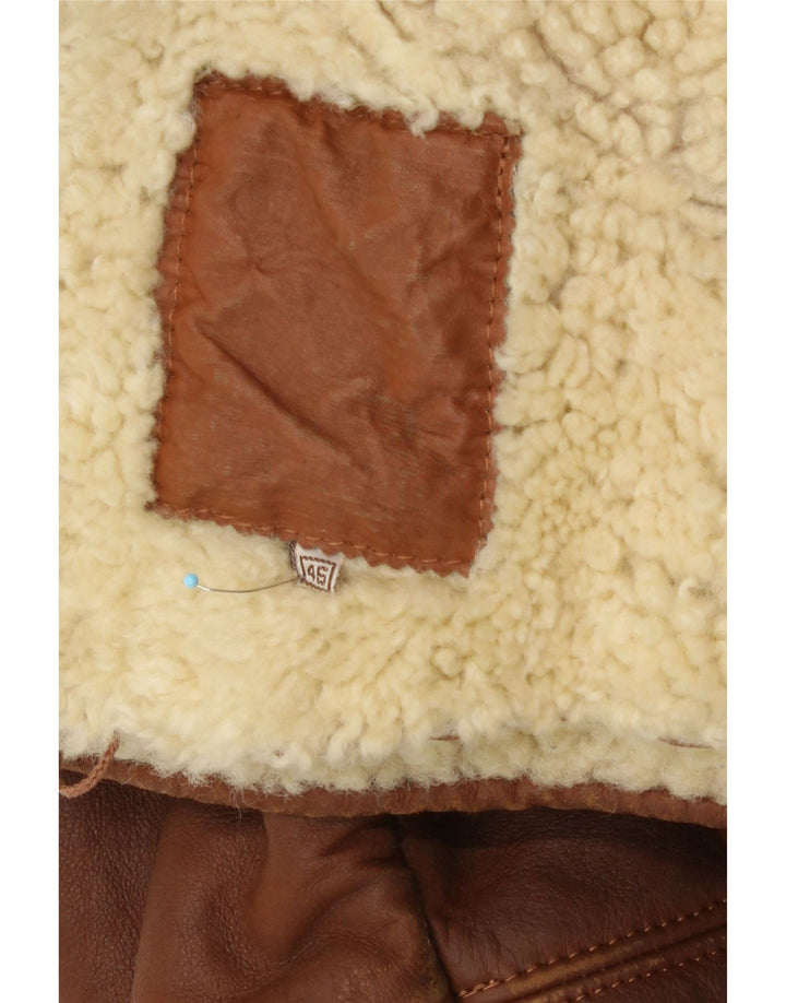 Jachetă din shearling vintage pentru bărbați, cu ajustare largă, IT 46 din piele maro mică
