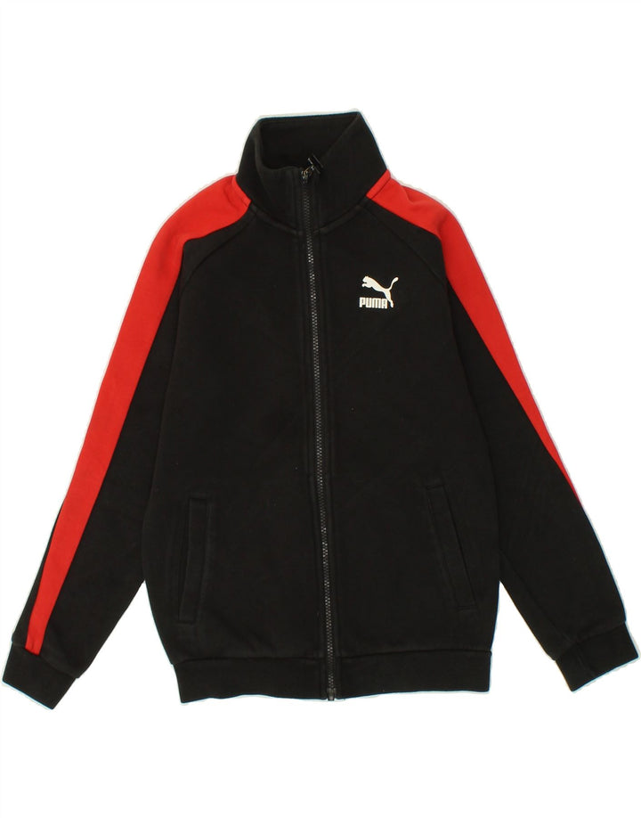 PUMA Boys Tracksuit Top Jacket 11-12 Years Black Colourblock Cotton Vintage Puma and Second-Hand Puma from Messina Hembry 