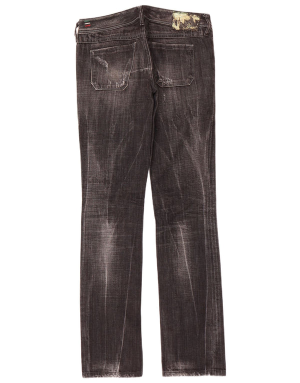 Diesel Womens Lowky Distressed Slim Straight Jeans W27 L32 bumbac negru