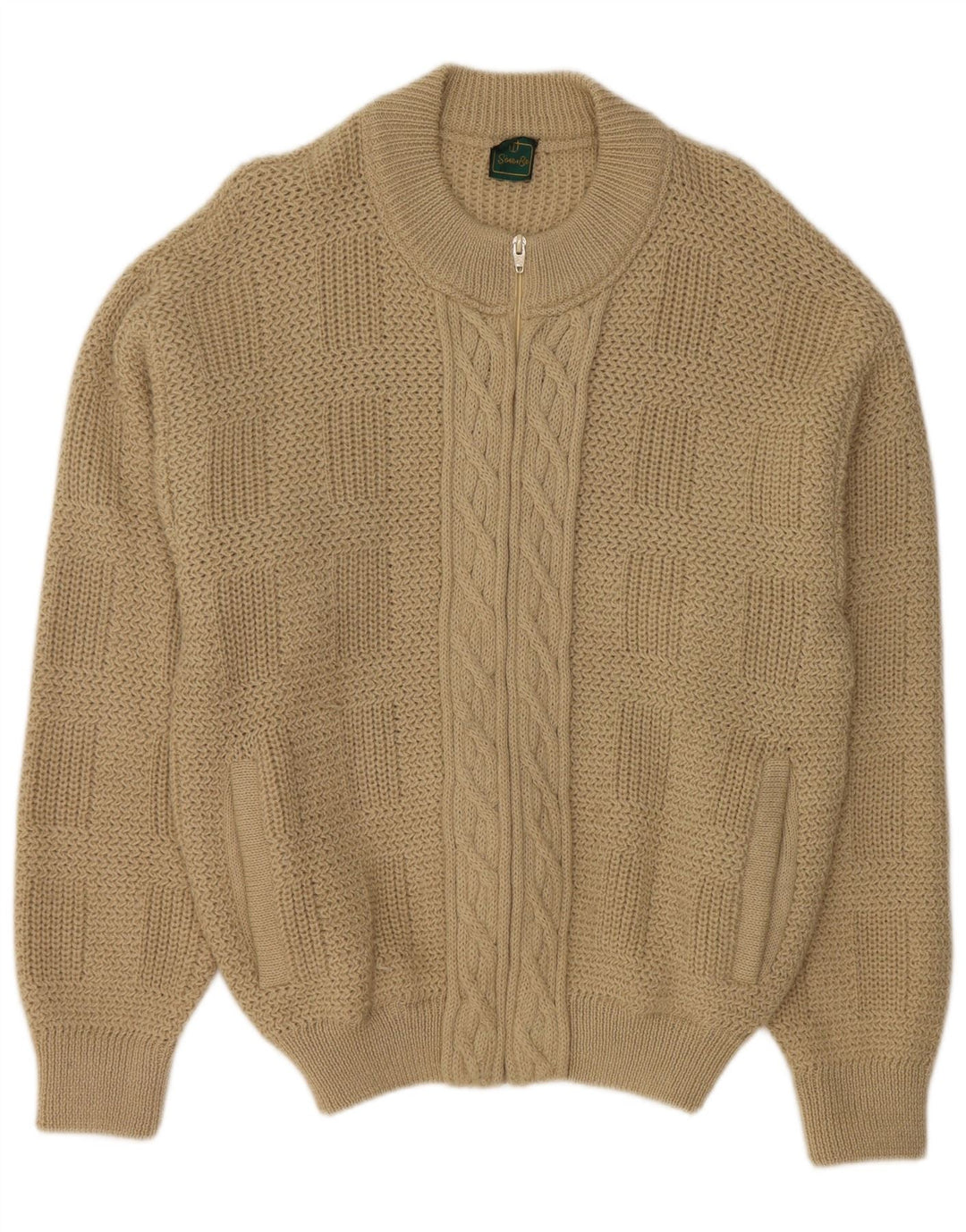 Pulover Cardigan Vintage pentru Barbati IT 50 Medium Bej Lână