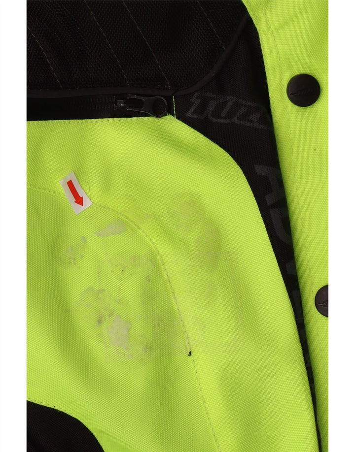 VINTAGE Jachetă Bomber Grafică Moto Racer pentru bărbați UK 44 2XL Verde Colorblock