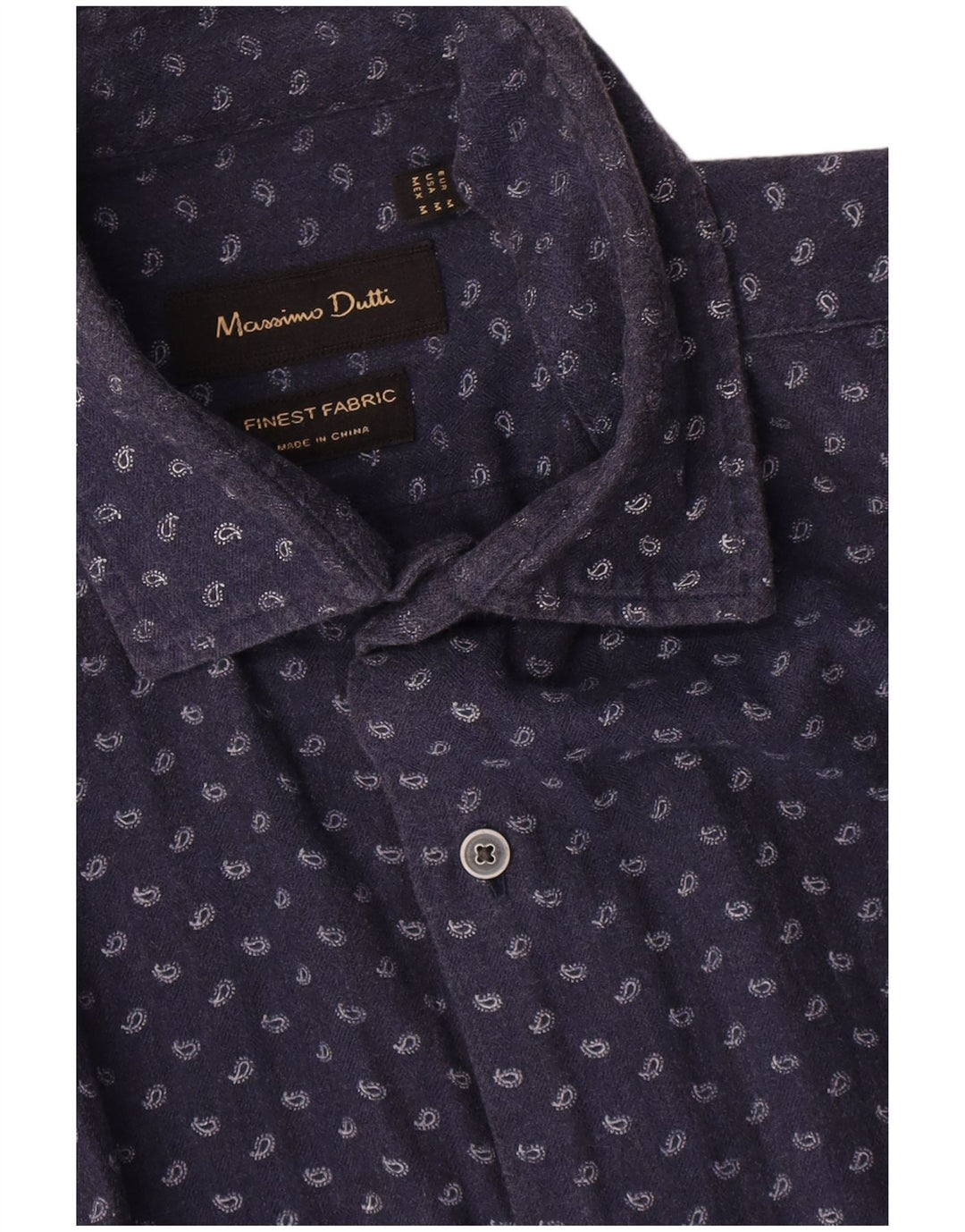 Cămașă Massimo Dutti pentru bărbați, bumbac Paisley, albastru bleumarin mediu