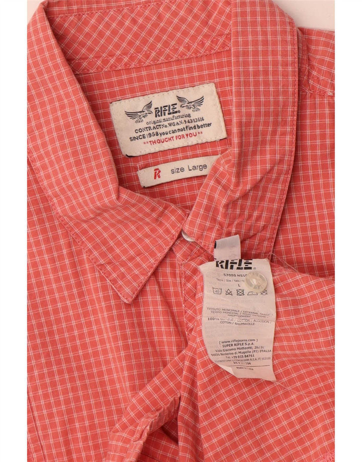 Cămașă cu mânecă scurtă pentru bărbați Rifle, bumbac mare roșu Gingham
