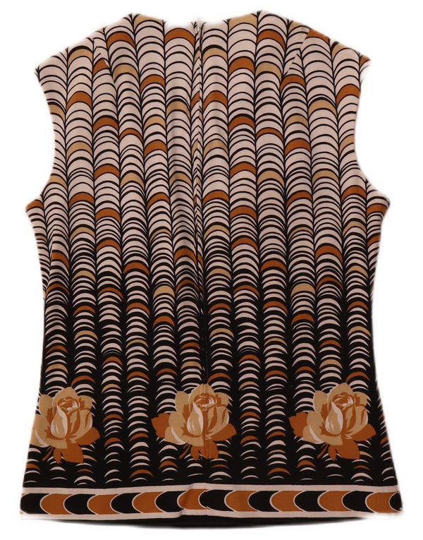 Bluză Vintage fără mâneci pentru femei IT 40 Small Bej Poliester geometric