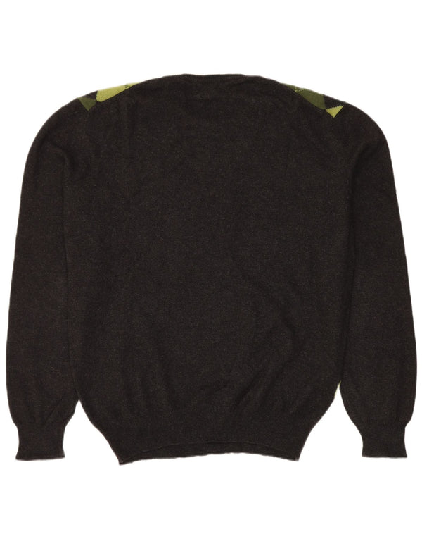 Pulover vintage pentru bărbați cu gât roșu IT 54 XL negru Argyle/Diamond