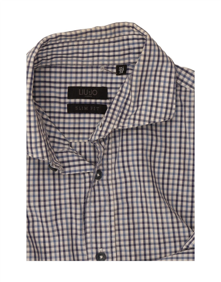 Cămașă pentru bărbați Liu Jo Slim Fit Mărimea 39 15 1/2 Mediu Bleumarin Check