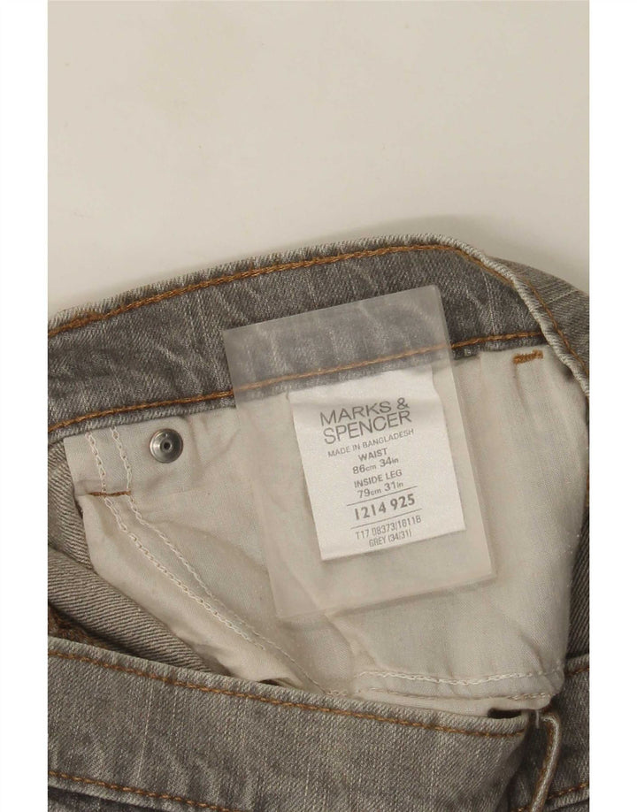 Blugi drepti pentru bărbați Marks & Spencer W34 L31 bumbac gri