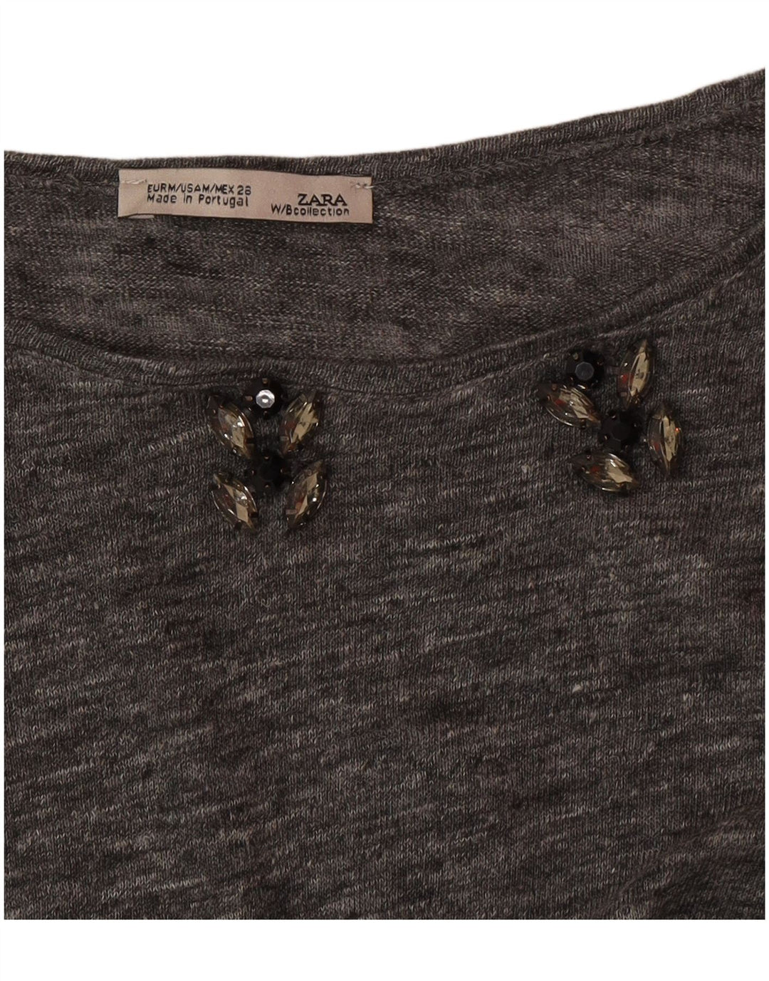 Top pentru femei Zara cu mâneci 3/4 UK 14 Medium Gri Pete