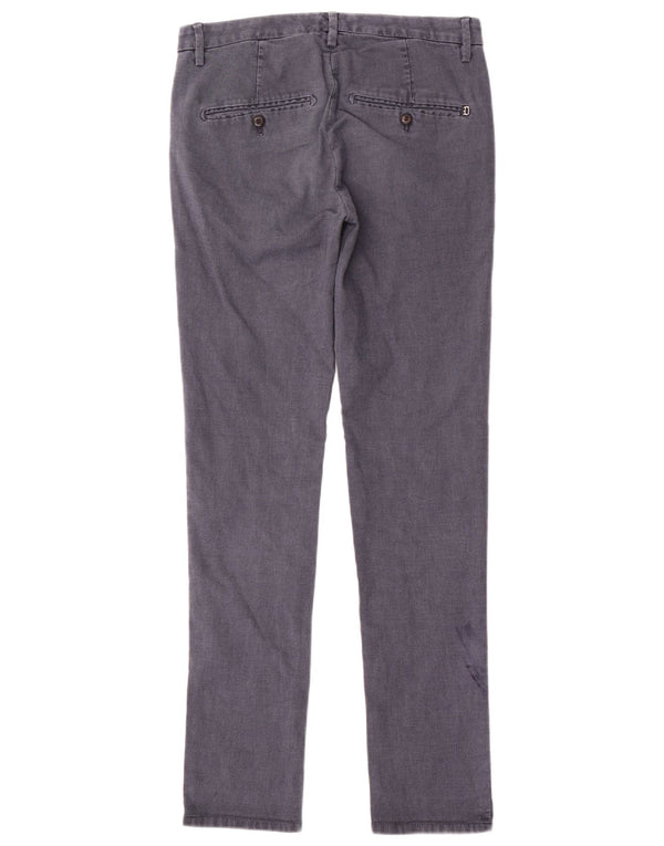 Dondup Mens Slim Chino Trousers W30 L32 Blue Cotton