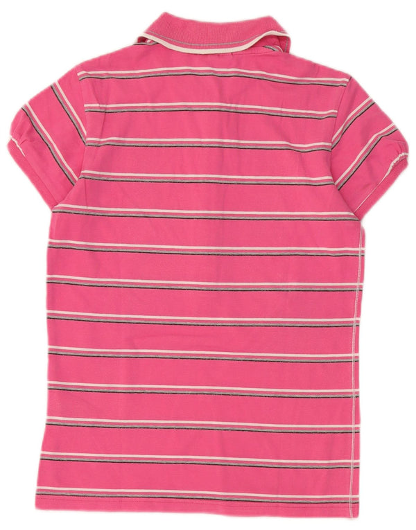 Tricou polo Champion pentru femei Heritage Fit UK 12, bumbac cu dungi roz mediu