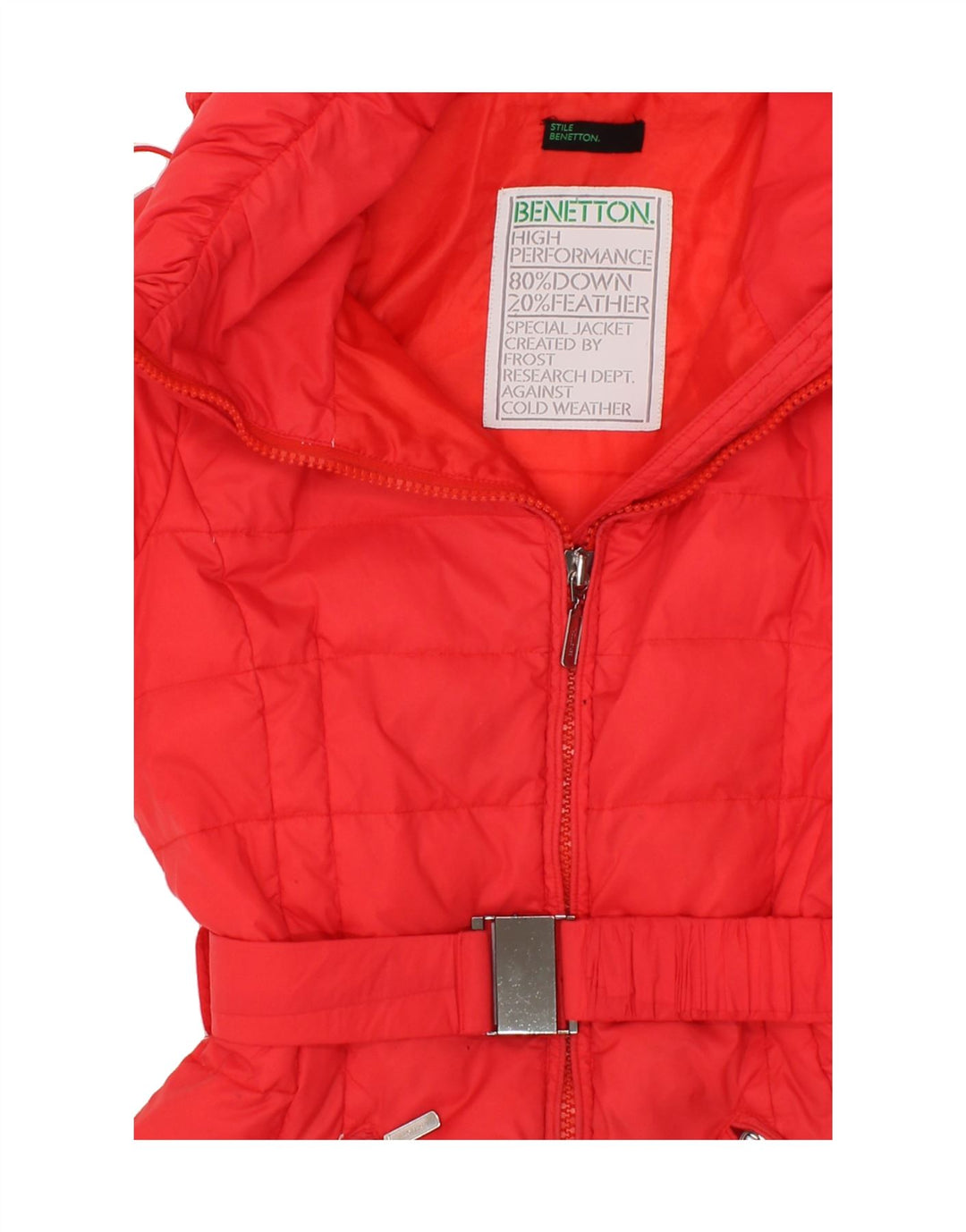 BENETTON Womens Hooded Padded Coat IT 40 Small Pink Nylon Vintage Benetton and Second-Hand Benetton from Messina Hembry 