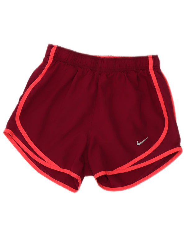 Pantaloni scurți sport Nike Dri Fit pentru femei UK 4 XS Burgundy Poliester color bloc