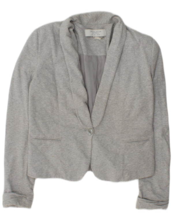 Blazer pentru femei Zara cu 1 nasture UK 14 mare bumbac gri